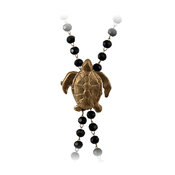 Collar Cristales Con Tortuga Oro