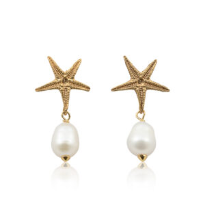 Pendientes Estrella Oro Perlas