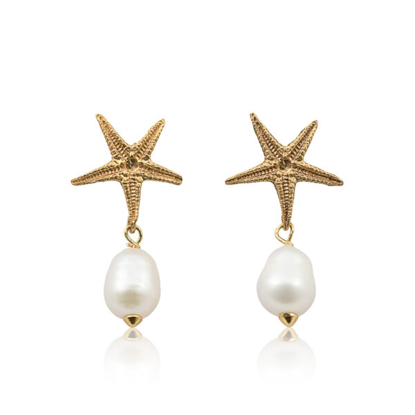 Pendientes Estrella Oro Perlas