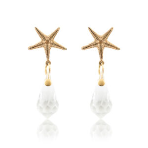 Pendientes Estrella De Mar Con Gota De Agua Oro