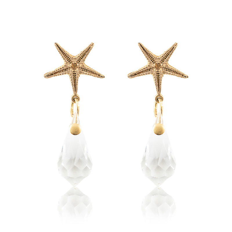 Pendientes Estrella De Mar Con Cristales Y Perla